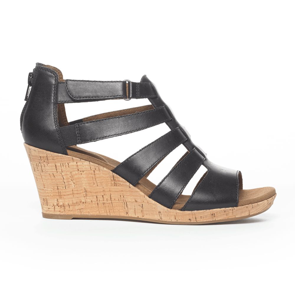 Rockport Briah Gladiator - Womens Sandals - Black - NZ (HKR-637280)